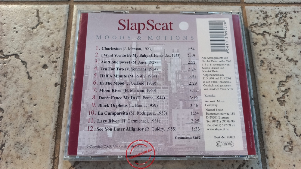 Audio CD: Slap Scat (2003) Moods & Motions Audio CD: Slap Scat (2003) Moods & Motions