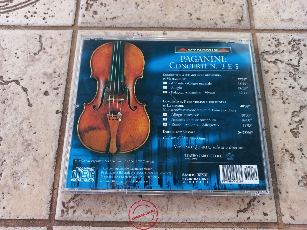 Audio CD: Niccolo Paganini (2002) Concerti N. 3 E 5 Audio CD: Niccolo Paganini (2002) Concerti N. 3 E 5