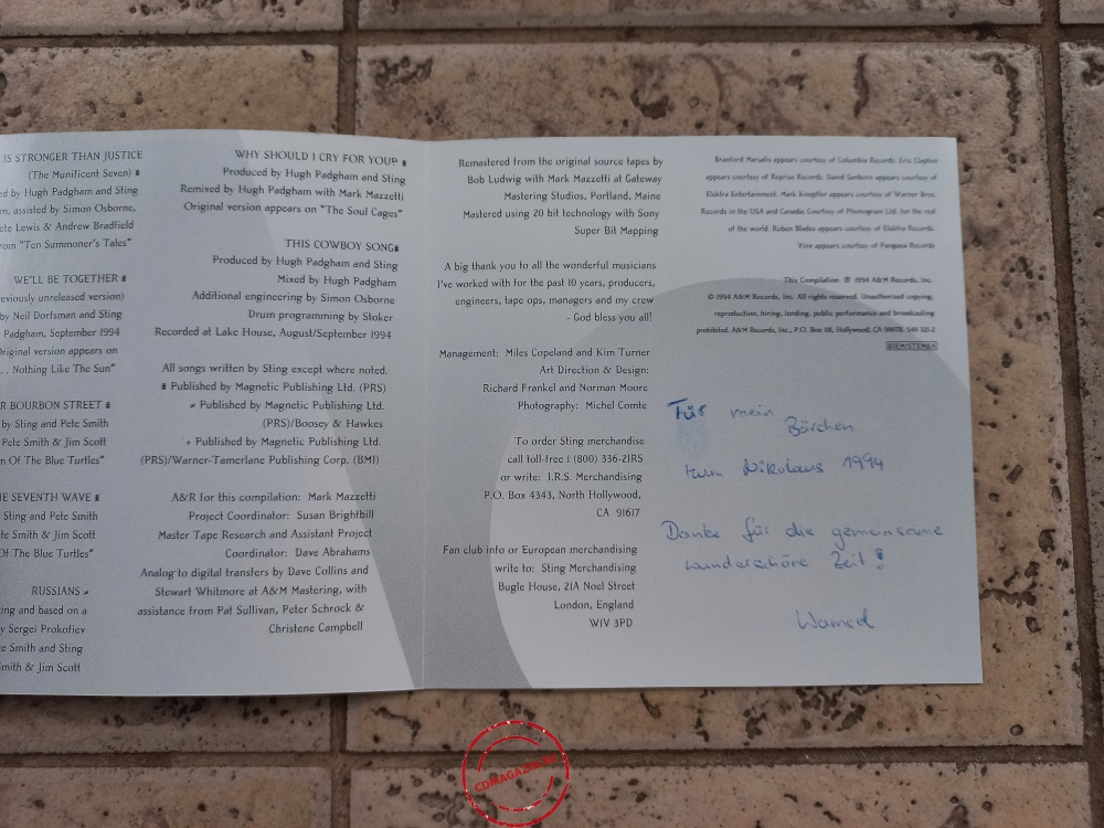 Audio CD: Sting (1994) Fields Of Gold: The Best Of Sting 1984-1994