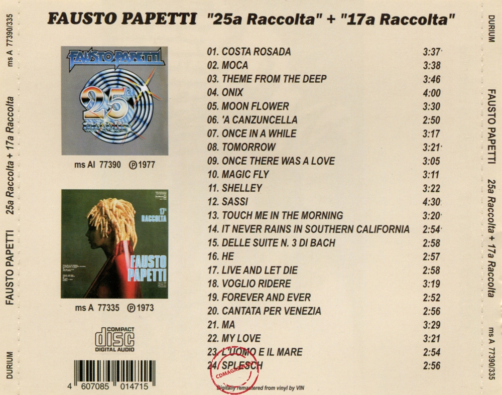 Audio CD: Fausto Papetti (1977) 25a Raccolta + 17a Raccolta Audio CD: Fausto Papetti (1977) 25a Raccolta + 17a Raccolta