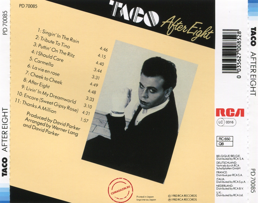 Audio CD: Taco (1982) After Eight Audio CD: Taco (1982) After Eight