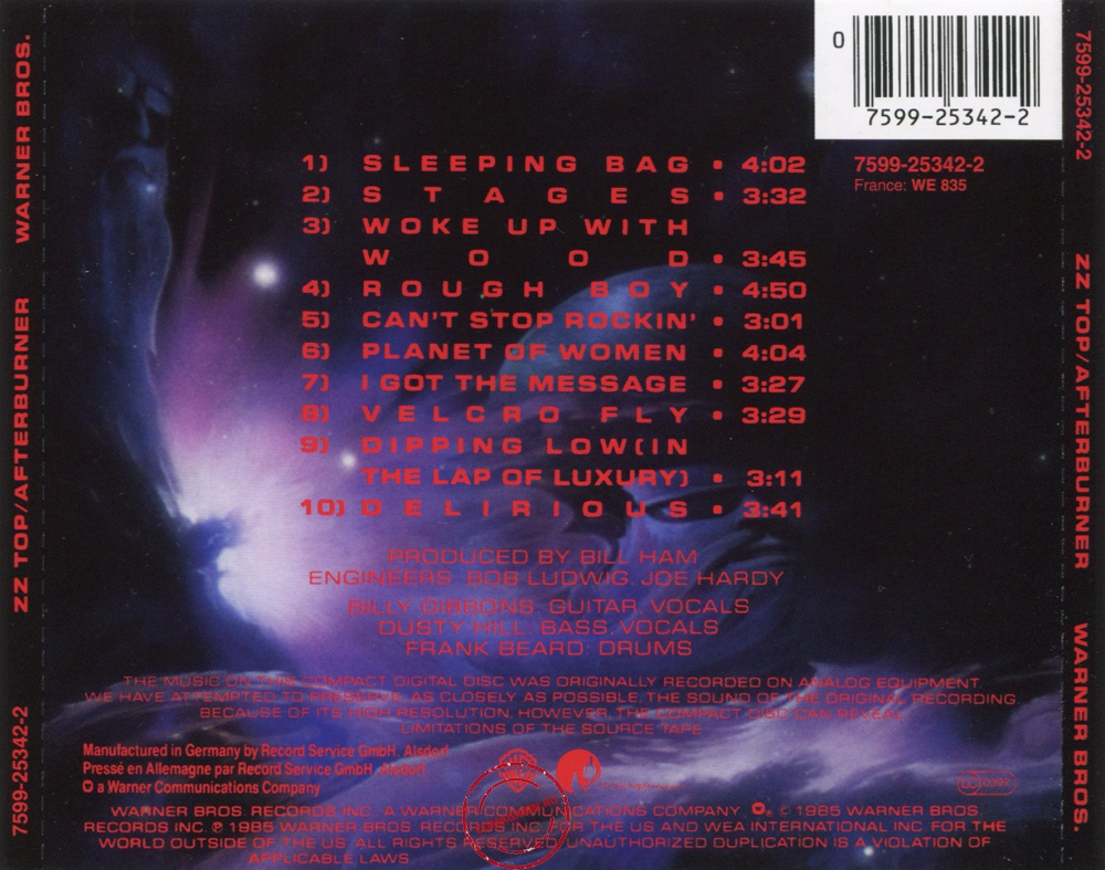 Audio CD: ZZ Top (1985) Afterburner