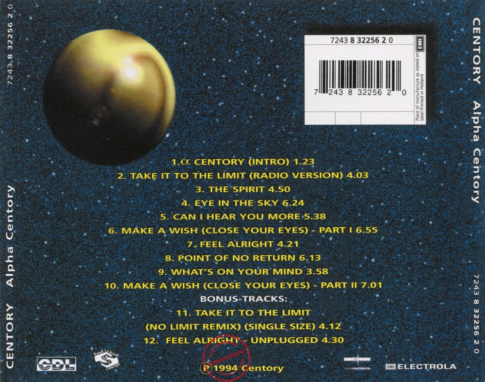 Audio CD: Centory (1994) Alpha Centory
