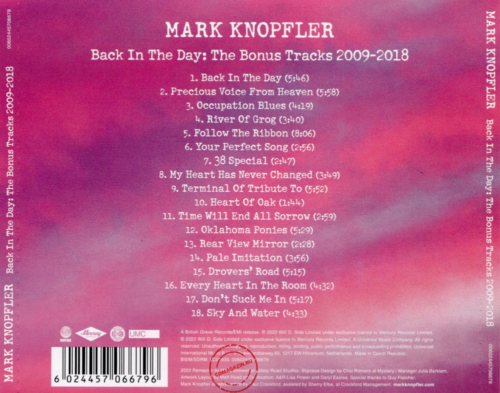 Audio CD: Mark Knopfler (2022) Back In The Day: The Bonus Tracks 2009-2018 Audio CD: Mark Knopfler (2022) Back In The Day: The Bonus Tracks 2009-2018