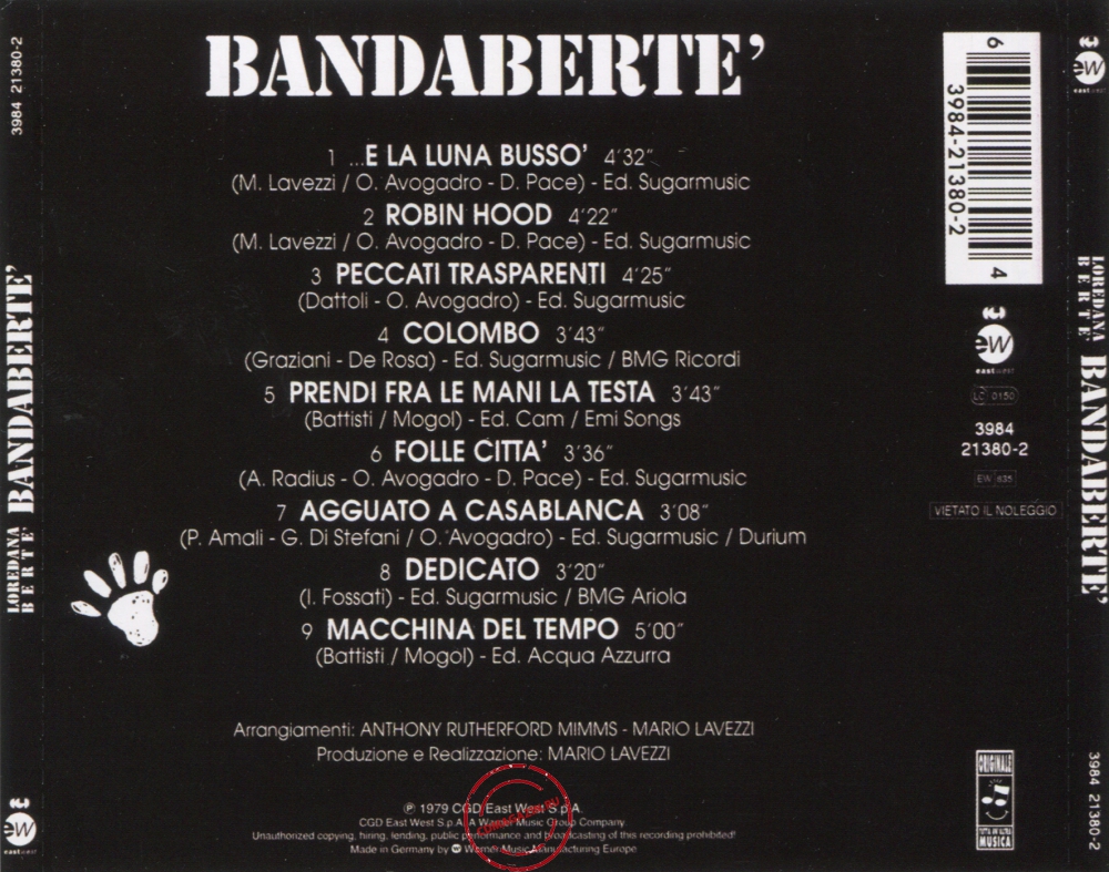 Audio CD: Loredana Berte (1979) Bandaberte