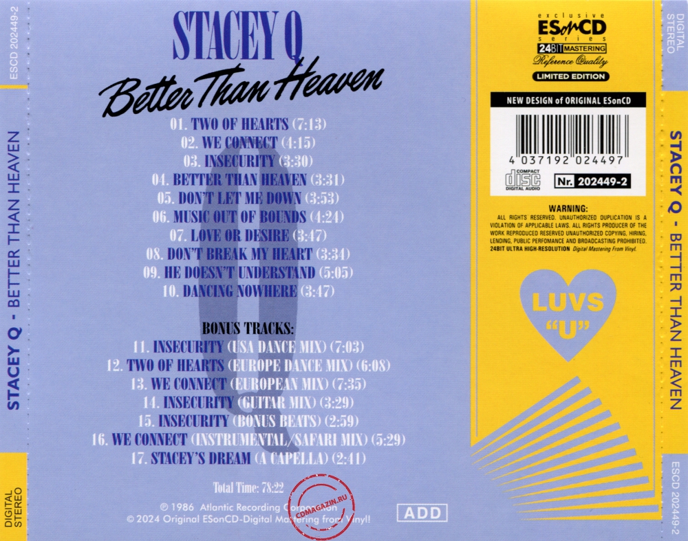 Audio CD: Stacey Q (1986) Better Than Heaven Audio CD: Stacey Q (1986) Better Than Heaven