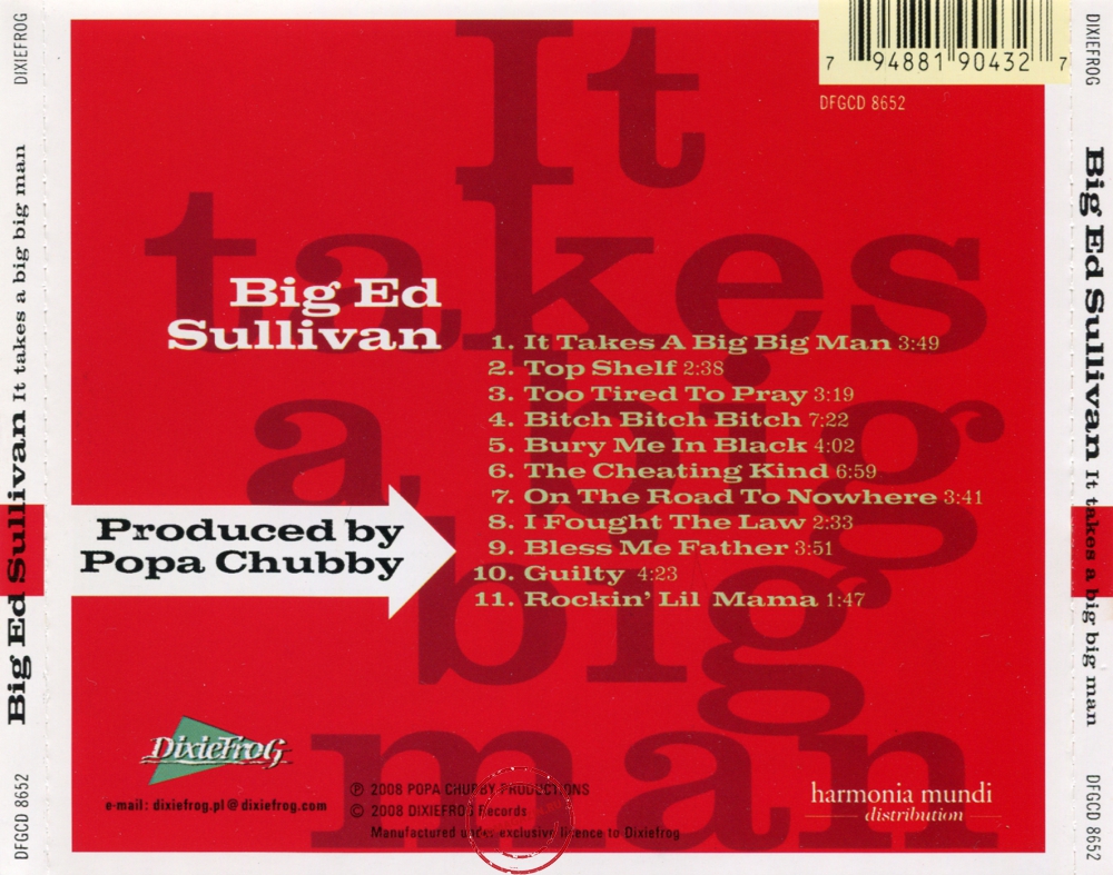 Audio CD: Big Ed Sullivan (2008) It Takes A Big Big Man