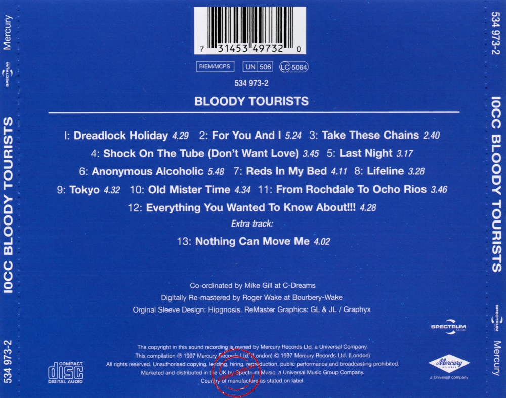 Audio CD: 10cc (1978) Bloody Tourists Audio CD: 10cc (1978) Bloody Tourists