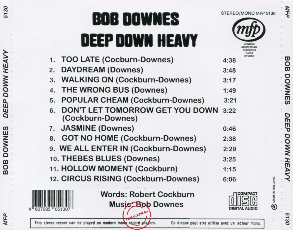 Audio CD: Bob Downes (1970) Deep Down Heavy