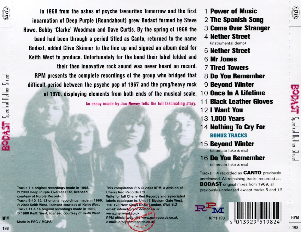 Audio CD: Bodast (1969) Spectral Nether Street Audio CD: Bodast (1969) Spectral Nether Street