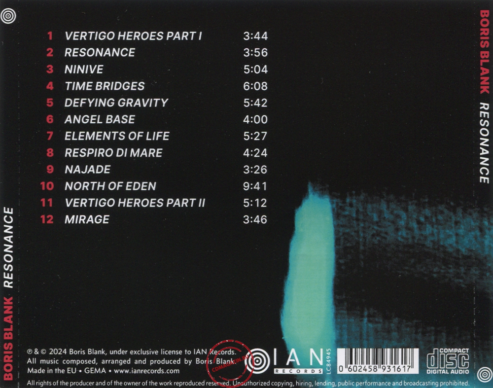 Audio CD: Boris Blank (2024) Resonance Audio CD: Boris Blank (2024) Resonance