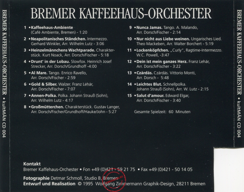 Audio CD: Bremer Kaffeehaus Orchester (1995) Die Erste