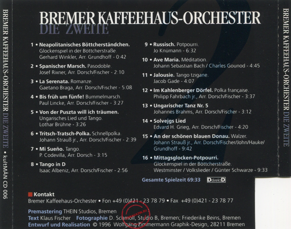 Audio CD: Bremer Kaffeehaus Orchester (1996) Die Zweite