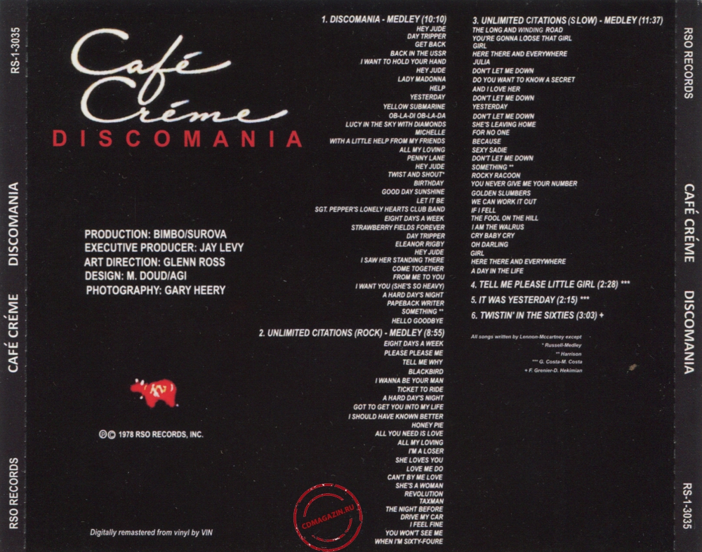 Audio CD: Cafe Creme (1977) Discomania