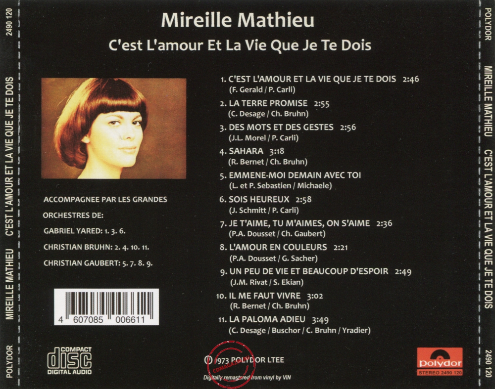 Audio CD: Mireille Mathieu (1973) C'est L'amour Et La Vie Que Je Te Dois