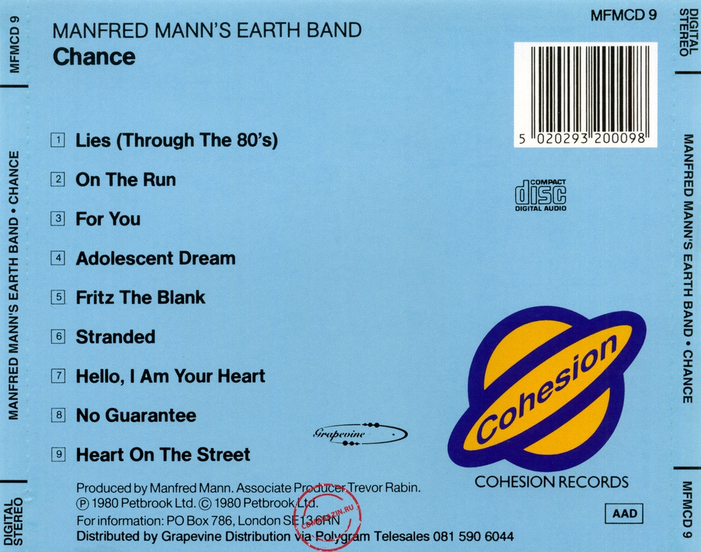 Audio CD: Manfred Mann's Earth Band (1980) Chance