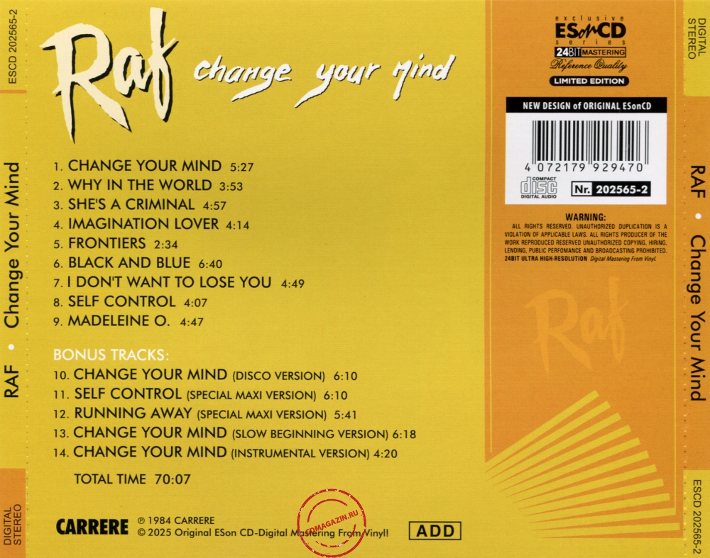 Audio CD: RAF (5) (1984) Change Your Mind