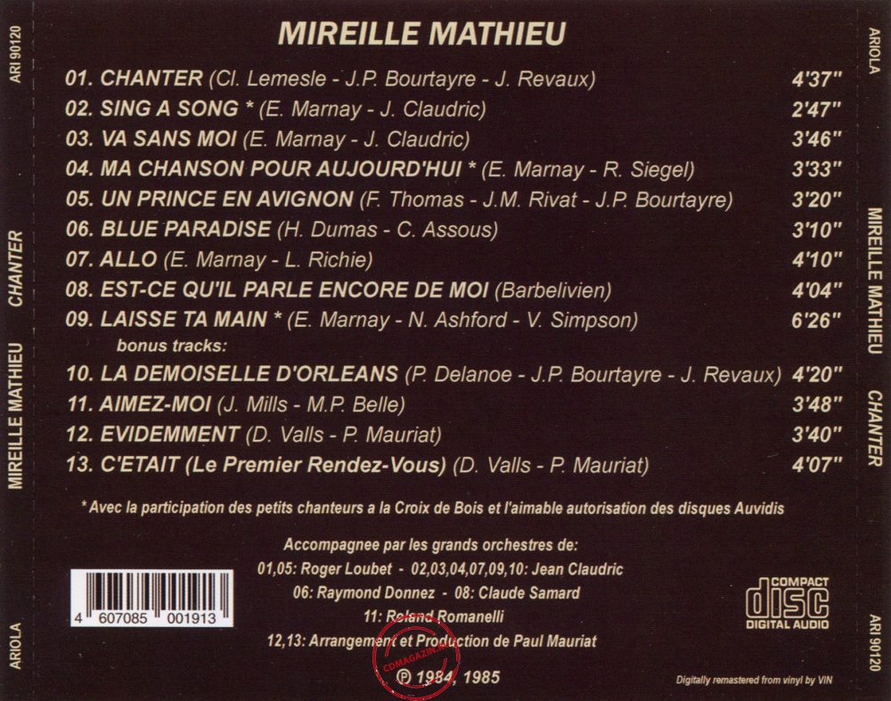 Audio CD: Mireille Mathieu (1984) Chanter
