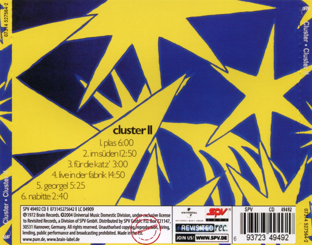 Audio CD: Cluster (1972) Cluster II Audio CD: Cluster (1972) Cluster II
