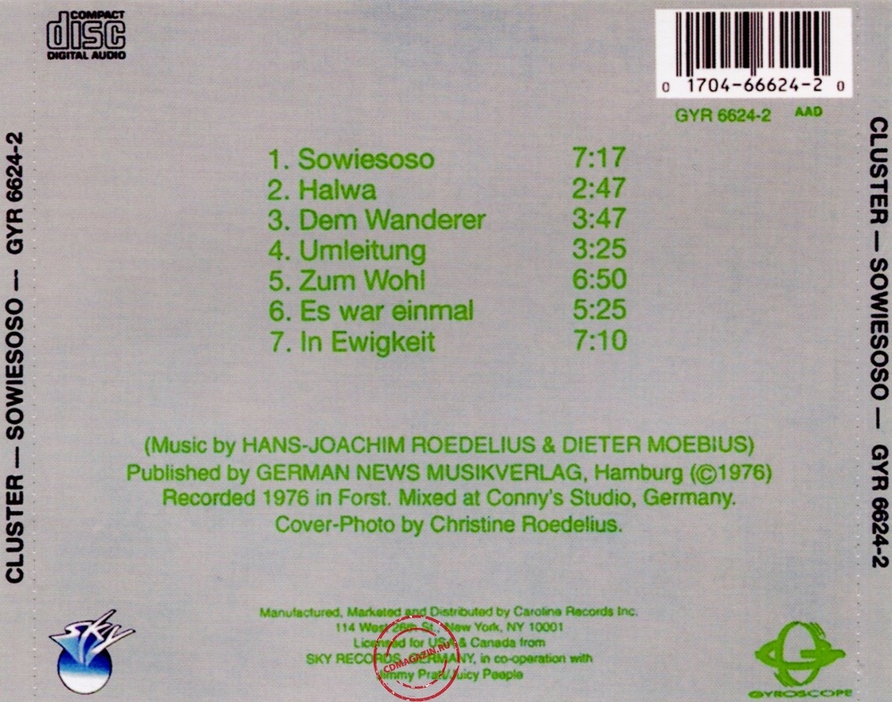 Audio CD: Cluster (1976) Sowiesoso Audio CD: Cluster (1976) Sowiesoso
