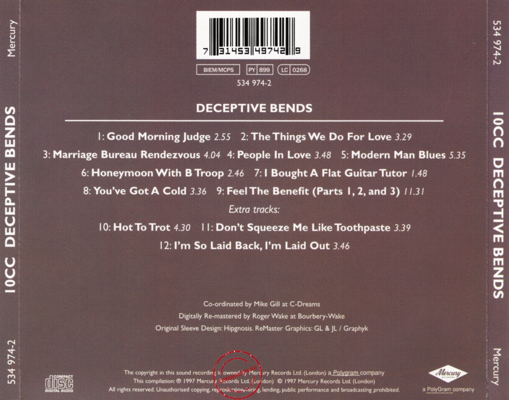Audio CD: 10cc (1977) Deceptive Bends Audio CD: 10cc (1977) Deceptive Bends