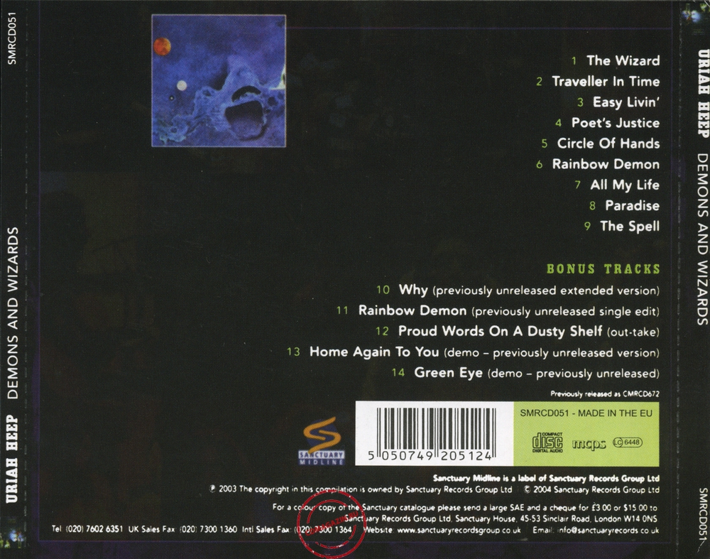 Audio CD: Uriah Heep (1972) Demons And Wizards Audio CD: Uriah Heep (1972) Demons And Wizards