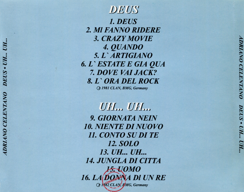 Audio CD: Adriano Celentano (1981) Deus + Uh... Uh...