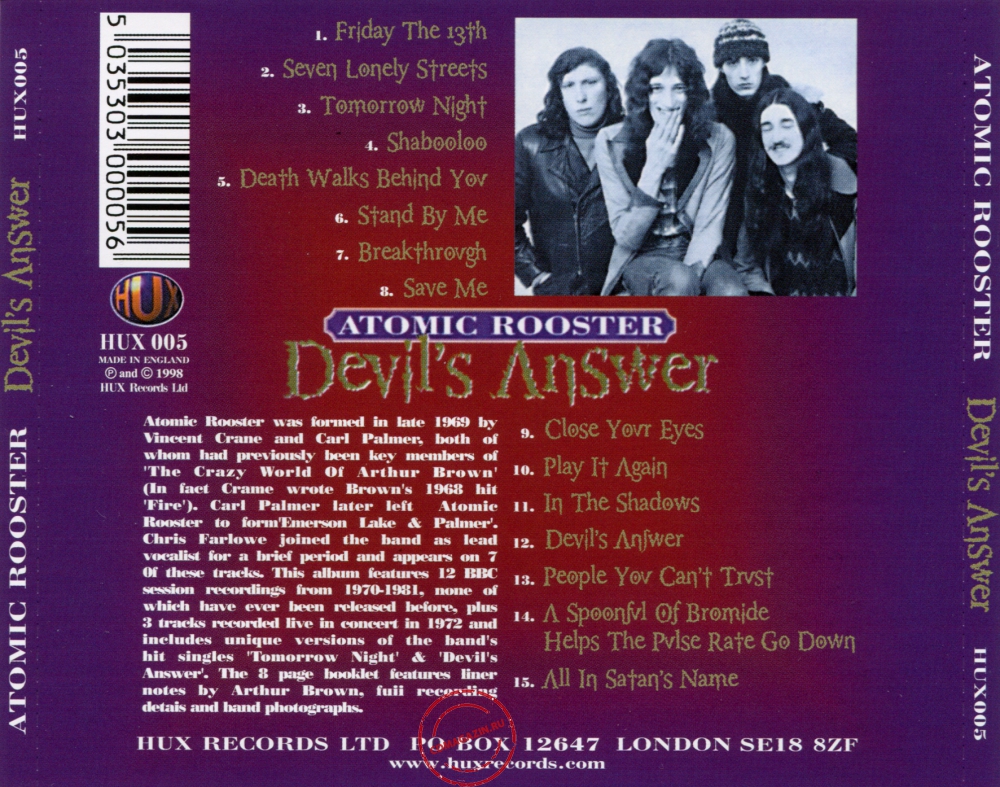 Audio CD: Atomic Rooster (1998) Devil's Answer Audio CD: Atomic Rooster (1998) Devil's Answer