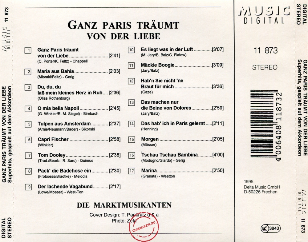 Audio CD: Die Marktmusikanten (1995) Ganz Paris Traumt Von Der Liebe