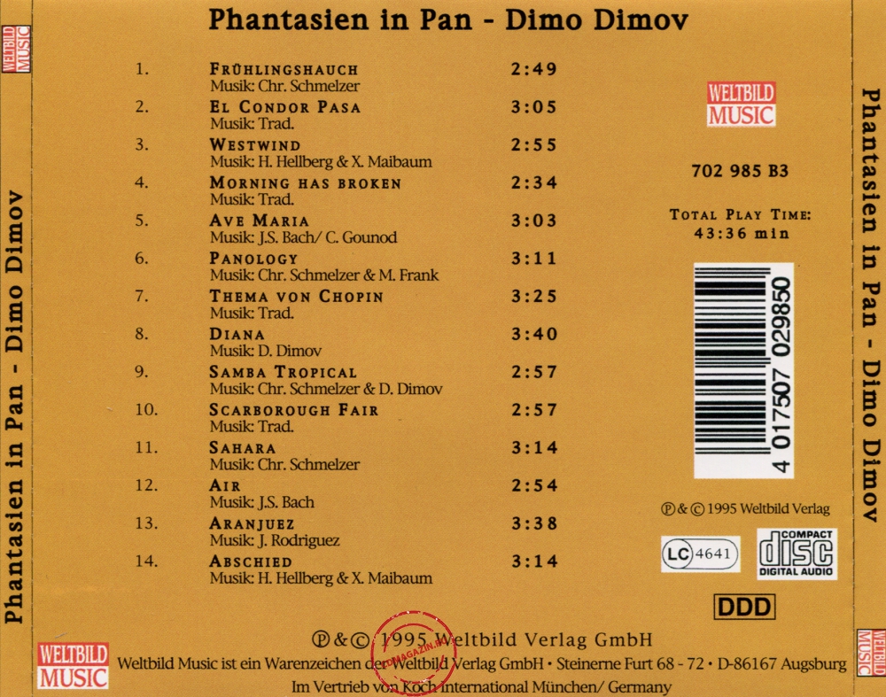 Audio CD: Dimo Dimov (4) (1995) Phantasien In Pan