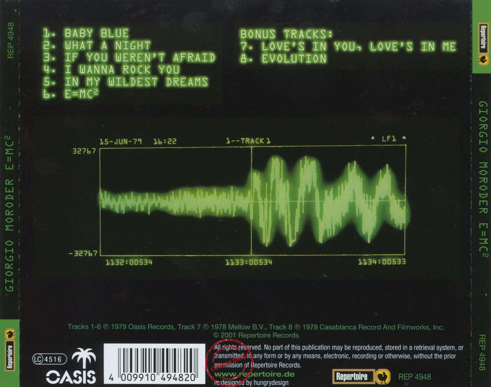 Audio CD: Giorgio Moroder (1979) E=MC² Audio CD: Giorgio Moroder (1979) E=MC²