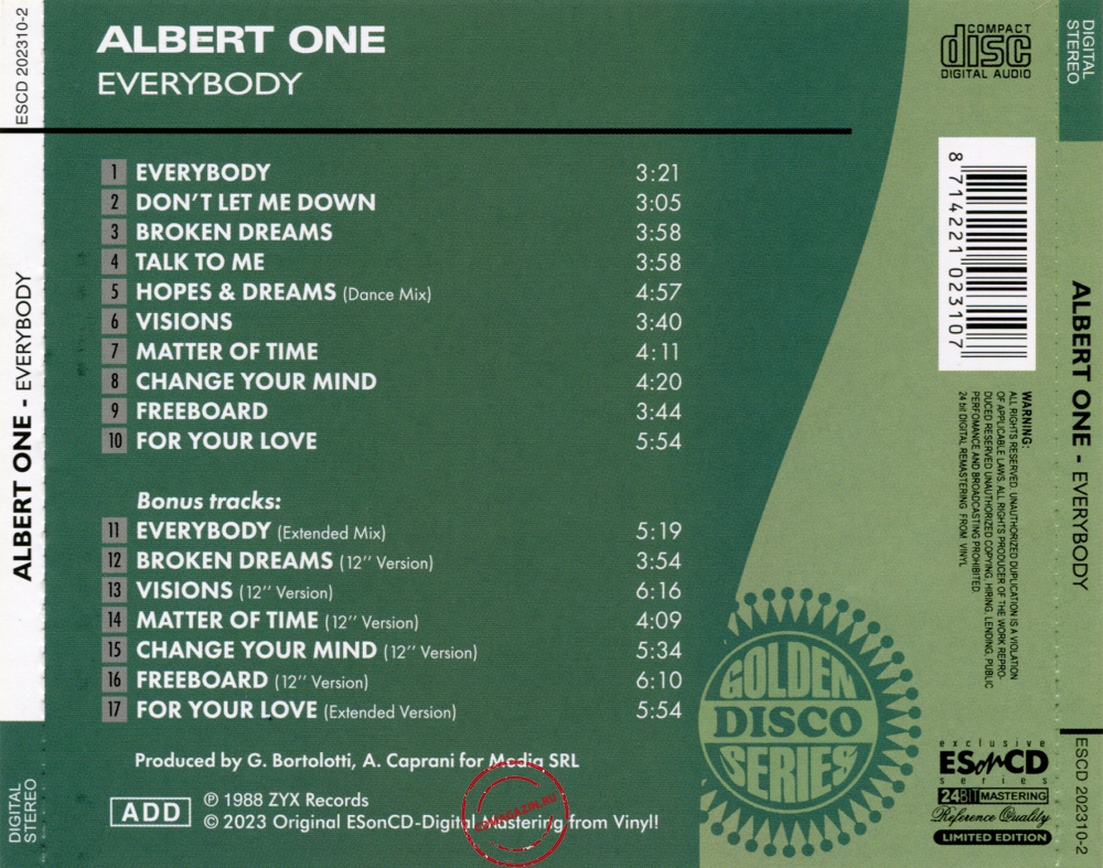 Audio CD: Albert One (1988) Everybody Audio CD: Albert One (1988) Everybody