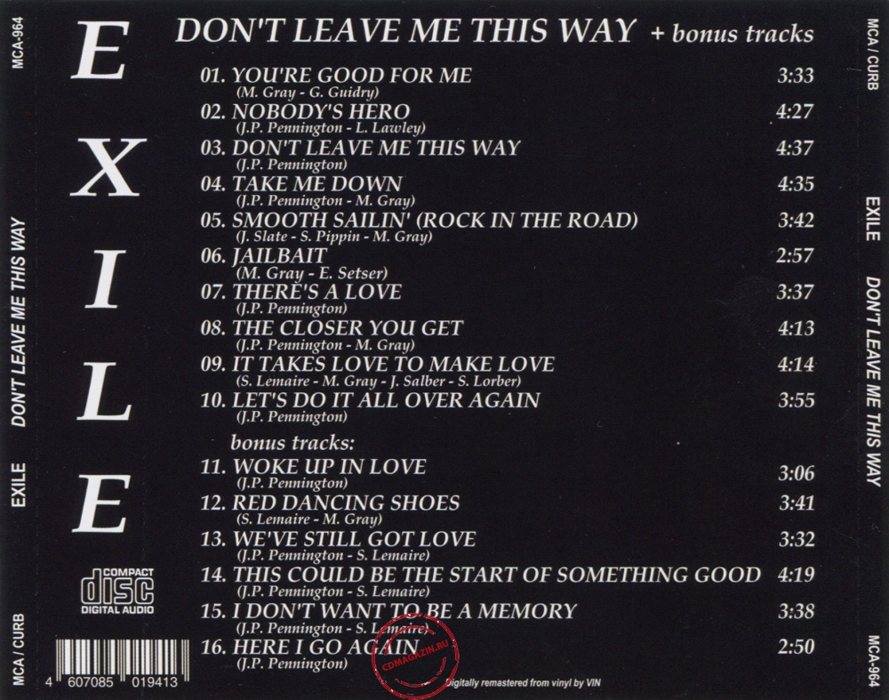 Audio CD: Exile (7) (1980) Don't Leave Me This Way Audio CD: Exile (7) (1980) Don't Leave Me This Way