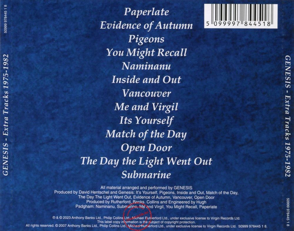 Audio CD: Genesis (2007) Extra Tracks 1976-1982