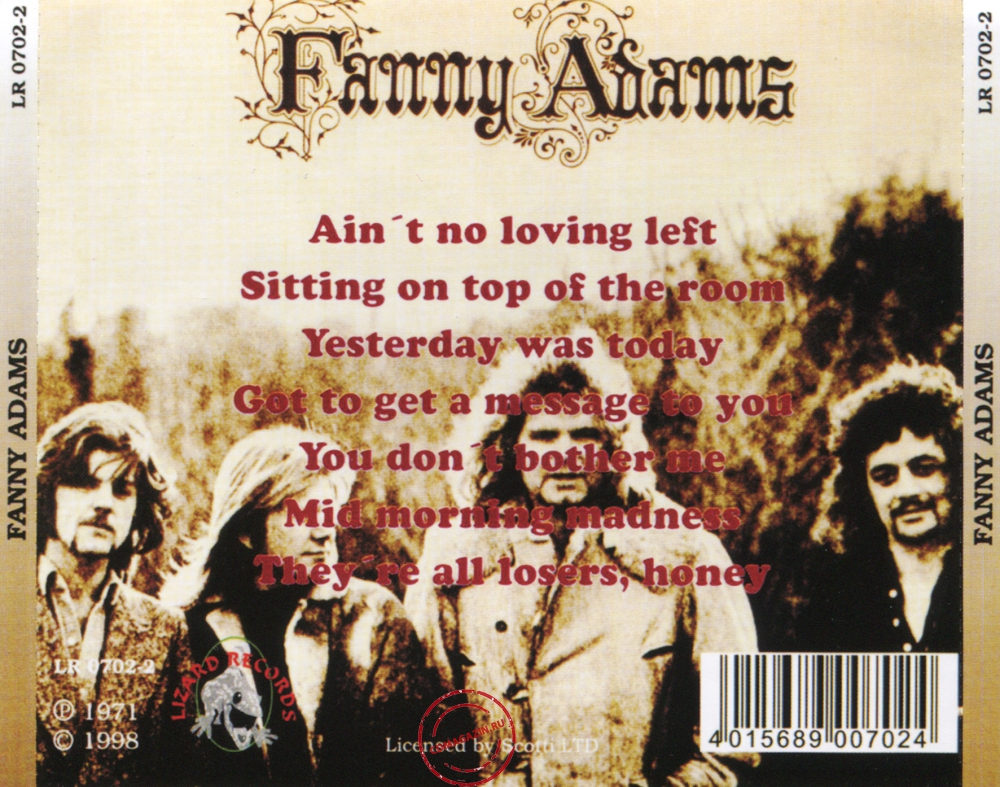 Audio CD: Fanny Adams (1971) Fanny Adams Audio CD: Fanny Adams (1971) Fanny Adams