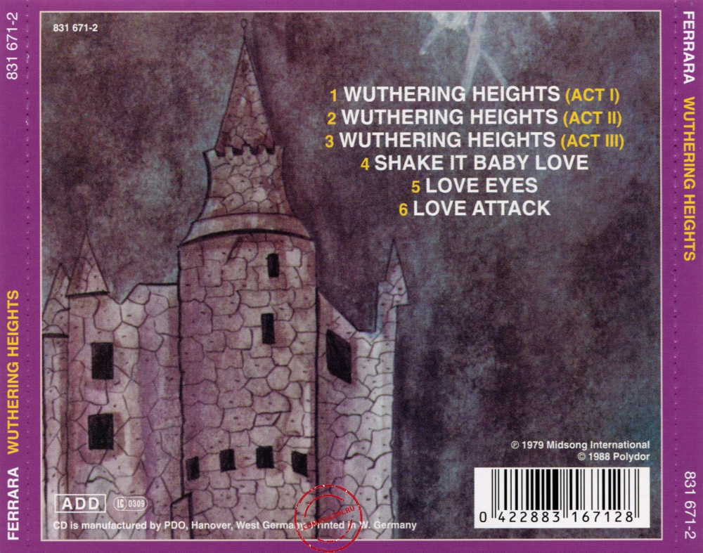 Audio CD: Ferrara (1979) Wuthering Heights Audio CD: Ferrara (1979) Wuthering Heights