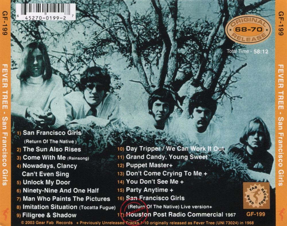 Audio CD: Fever Tree (1968) San Francisco Girls