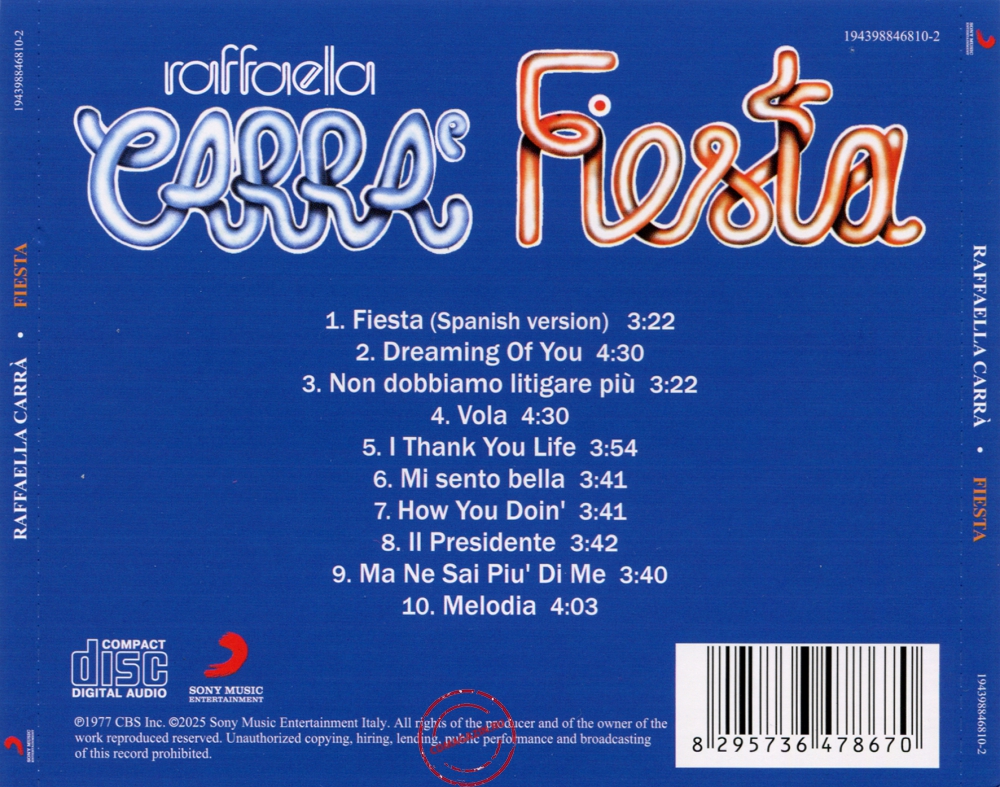 Audio CD: Raffaella Carra (1977) Fiesta Audio CD: Raffaella Carra (1977) Fiesta