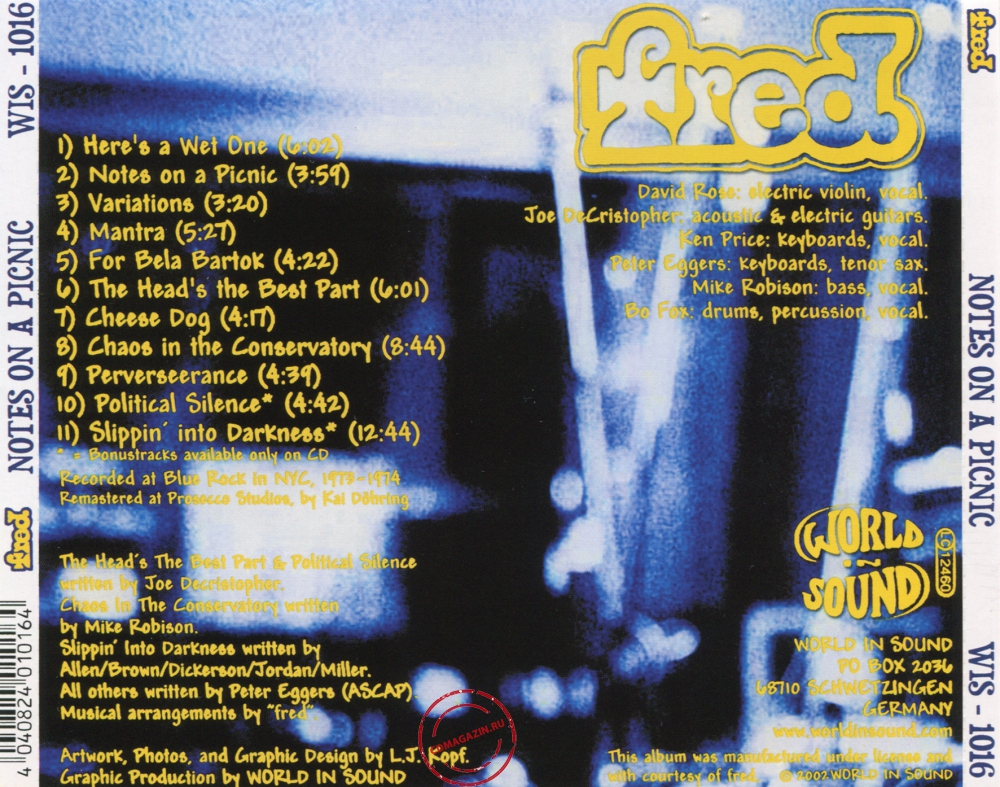 Audio CD: Fred (22) (1974) Notes On A Picnic
