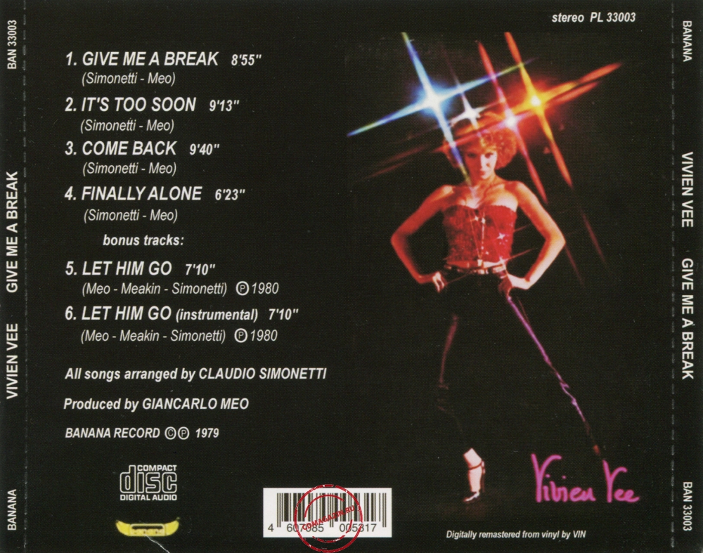 Audio CD: Vivien Vee (1979) Give Me A Break