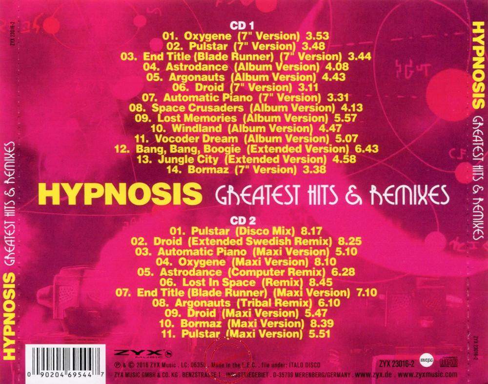 Audio CD: Hypnosis (2016) Greatest Hits & Remixes Audio CD: Hypnosis (2016) Greatest Hits & Remixes