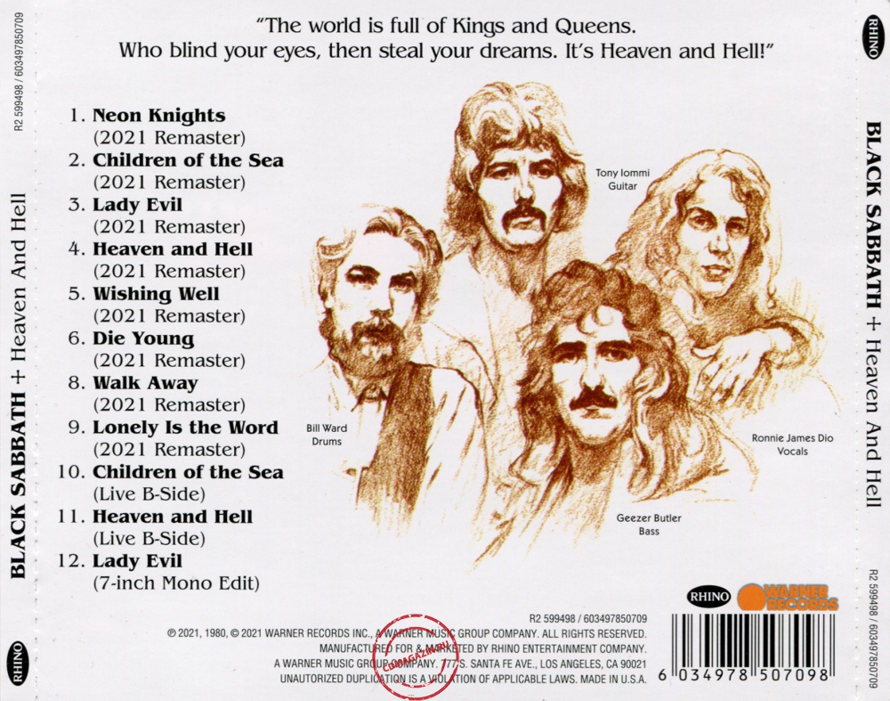 Audio CD: Black Sabbath (1980) Heaven And Hell Audio CD: Black Sabbath (1980) Heaven And Hell