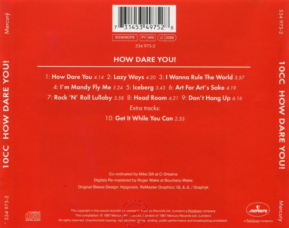 Audio CD: 10cc (1975) How Dare You!