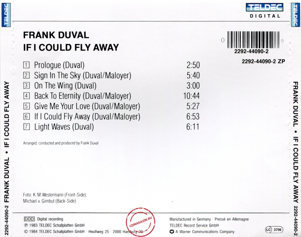 Audio CD: Frank Duval (1983) If I Could Fly Away Audio CD: Frank Duval (1983) If I Could Fly Away