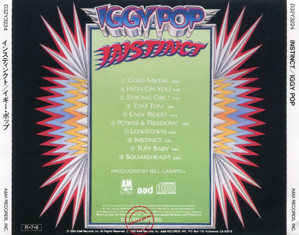 Audio CD: Iggy Pop (1988) Instinct Audio CD: Iggy Pop (1988) Instinct