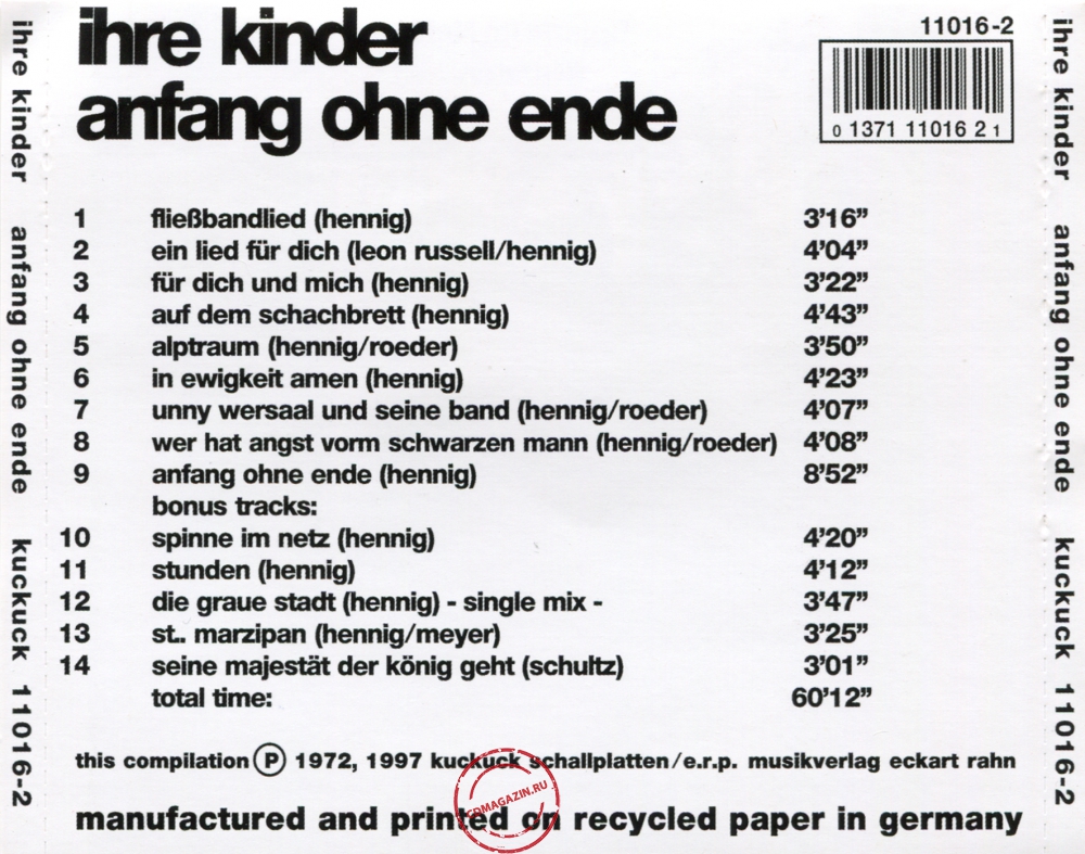 Audio CD: Ihre Kinder (1972) Anfang Ohne Ende Audio CD: Ihre Kinder (1972) Anfang Ohne Ende