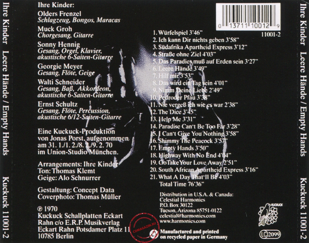 Audio CD: Ihre Kinder (1970) Leere Hande / Empty Hands Audio CD: Ihre Kinder (1970) Leere Hande / Empty Hands
