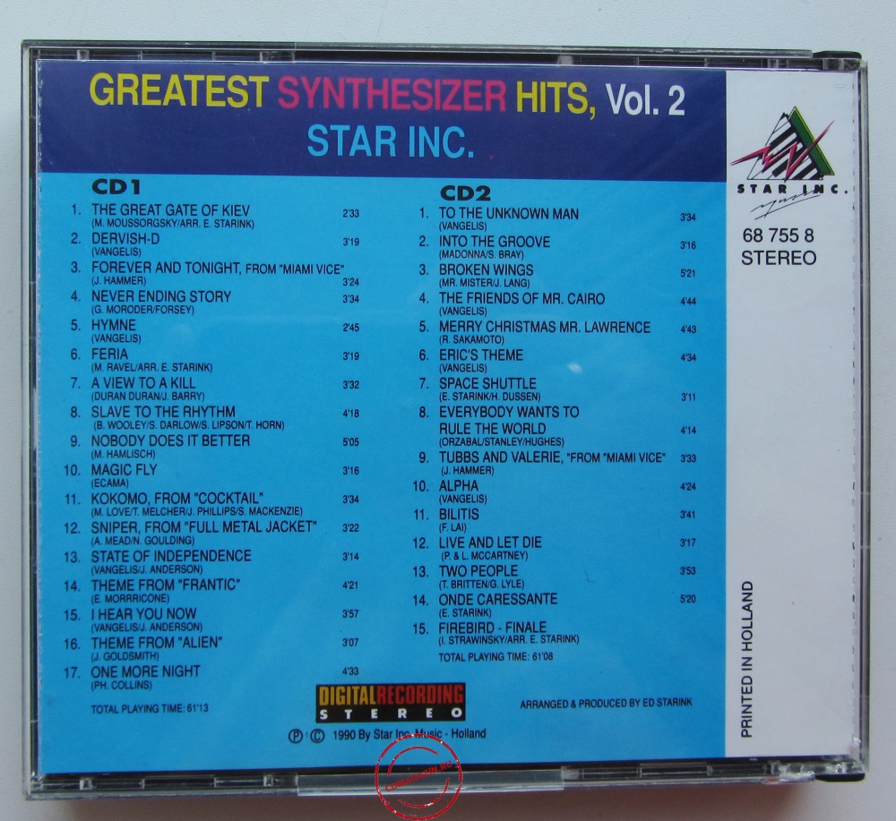 Audio CD: Star Inc. (1990) Greatest Synthesizer Hits Volume 2