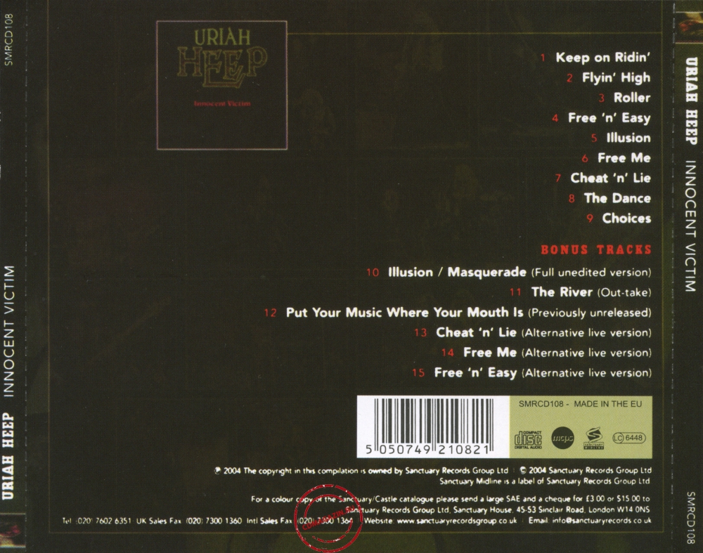 Audio CD: Uriah Heep (1977) Innocent Victim