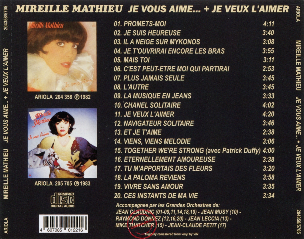 Audio CD: Mireille Mathieu (1981) Je Vous Aime... + Je Veux L'Aimer